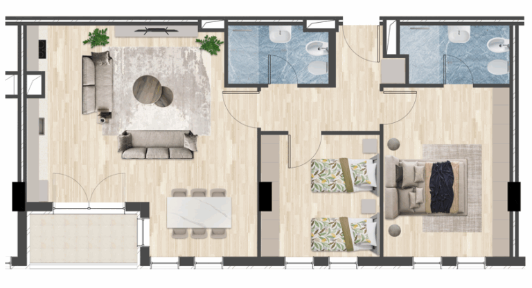 Univers City, Shitet Apartament 2+1 – 102.40m²